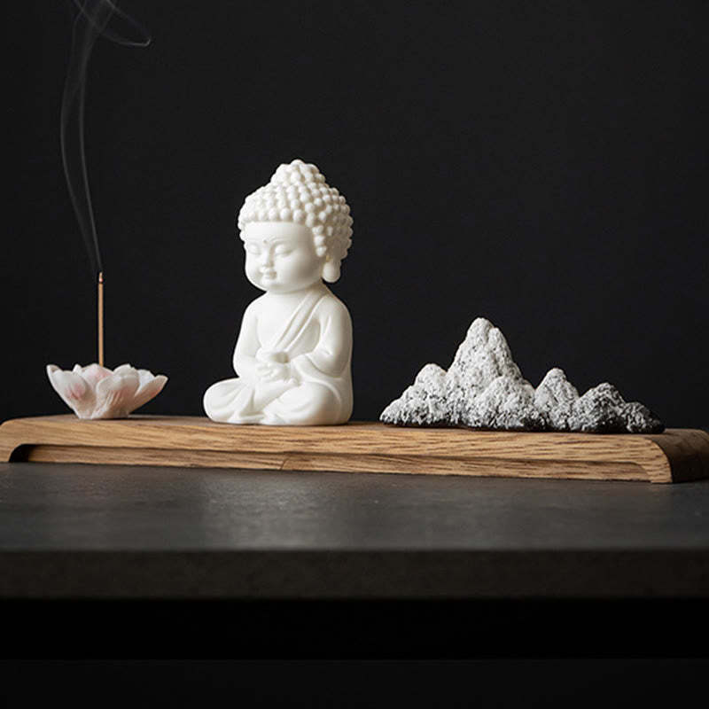 Lotus Flower Tathagata Kwan Yin Avalokitesvara Ksitigarbha Meditation Ceramic Stick Incense Burner Decoration
