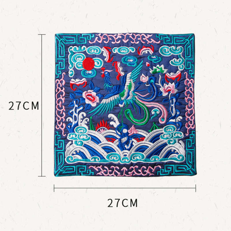 Phoenix Dragon Kirin Embroidery Cup Mat Pad Tea Cup Coaster Kung Fu Tea Mat