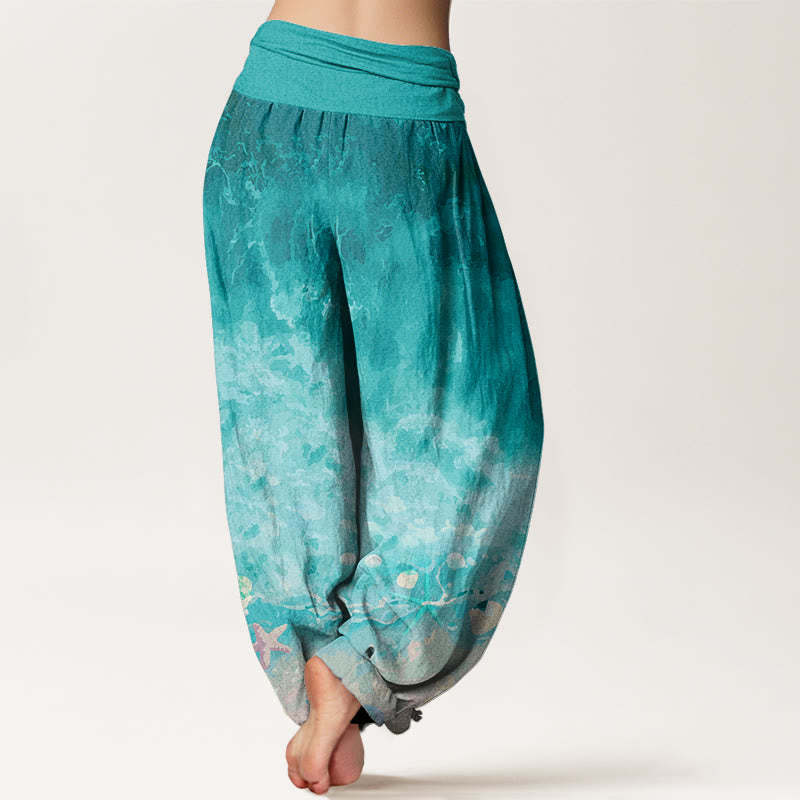 Vast Ocean Pattern Women's Elastic Waist Harem Pants