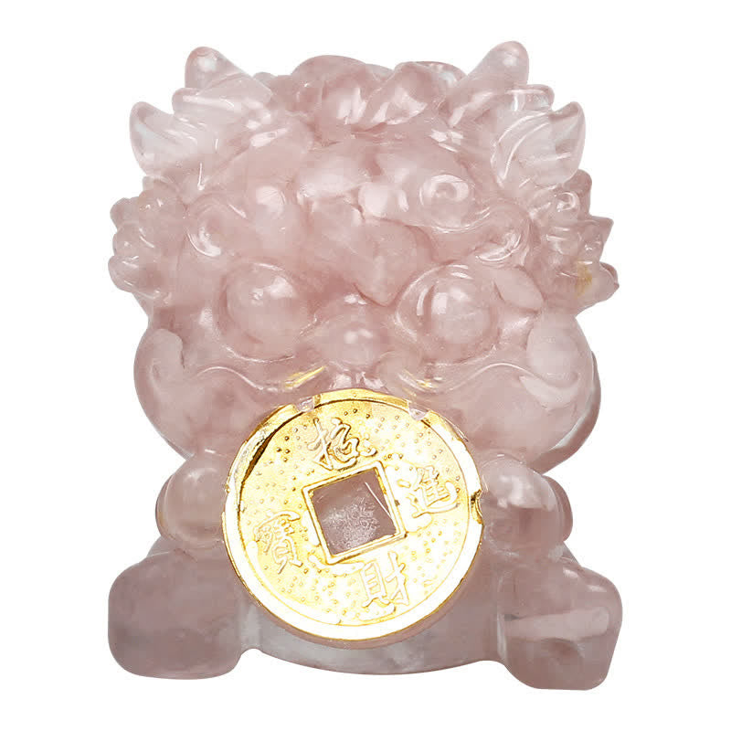 Handmade Cute PiXiu Gold Coin Crystal Fengshui Energy Wealth Fortune Home Decoration