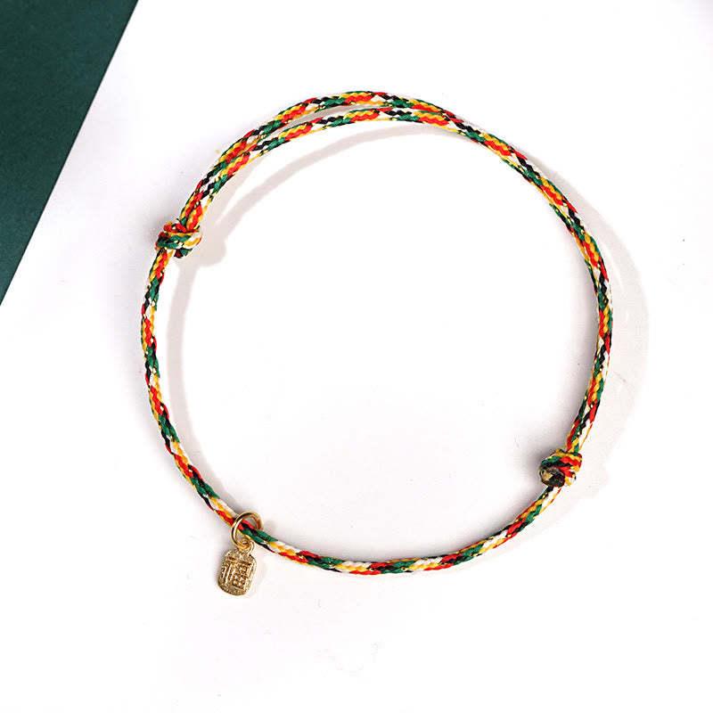 Auspicious Fu Character Peace And Joy Luck Handmade Multicolored Child Adult Bracelet
