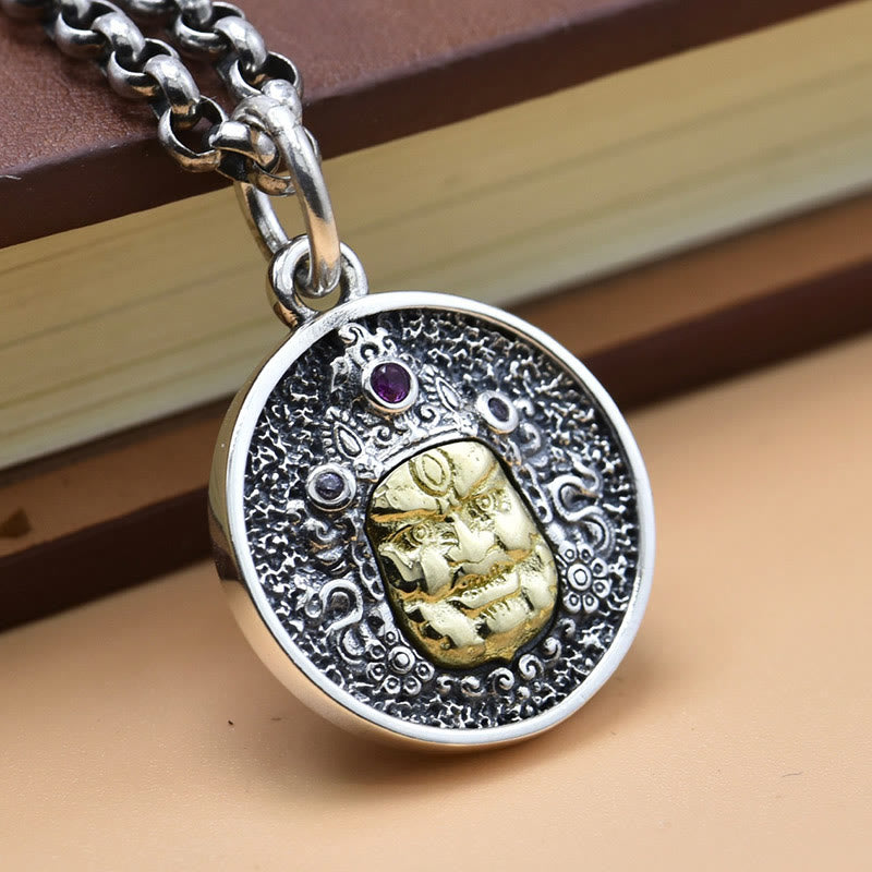 925 Sterling Silver Zakiram Goddess of Wealth Dorje Vajra Spiritual Necklace Pendant