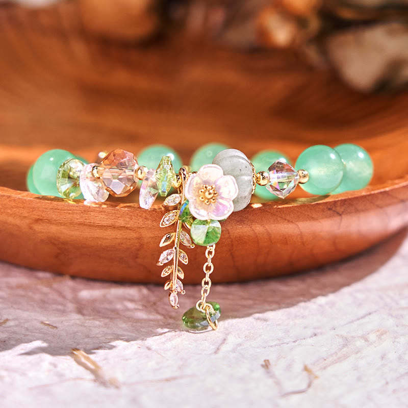 Blue Crystal Amethyst Sun Stone Green Aventurine Healing Bracelet