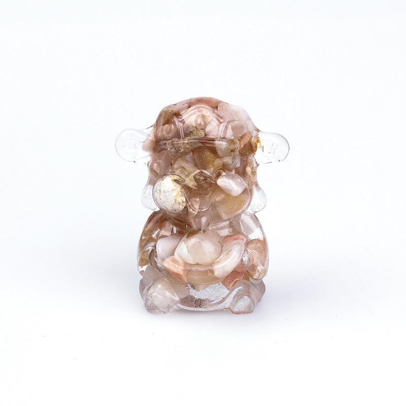 God of Wealth Amethyst Crystal Resin Energy Fortune Home Decoration