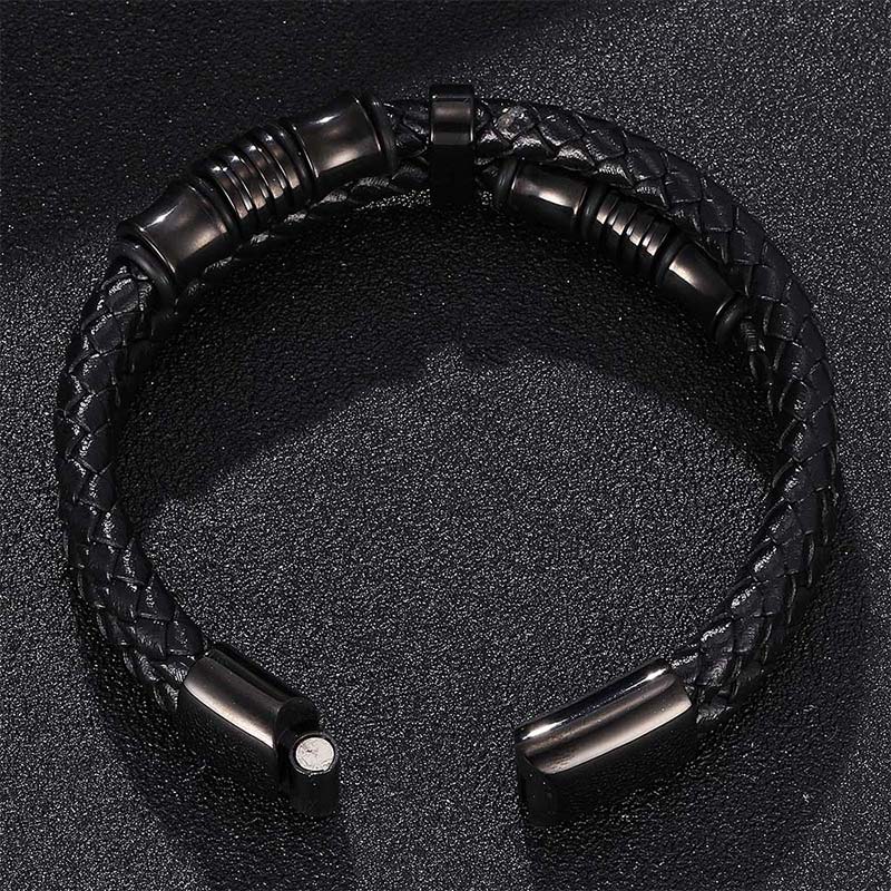 Layered Leather Weave Fortune Bracelet