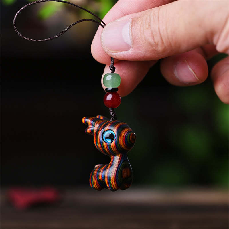 Small Leaf Red Sandalwood Ebony Wood Sandalwood Green Sandalwood Lucky Mini Cat Deer Sooth Phone Hanging Decoration