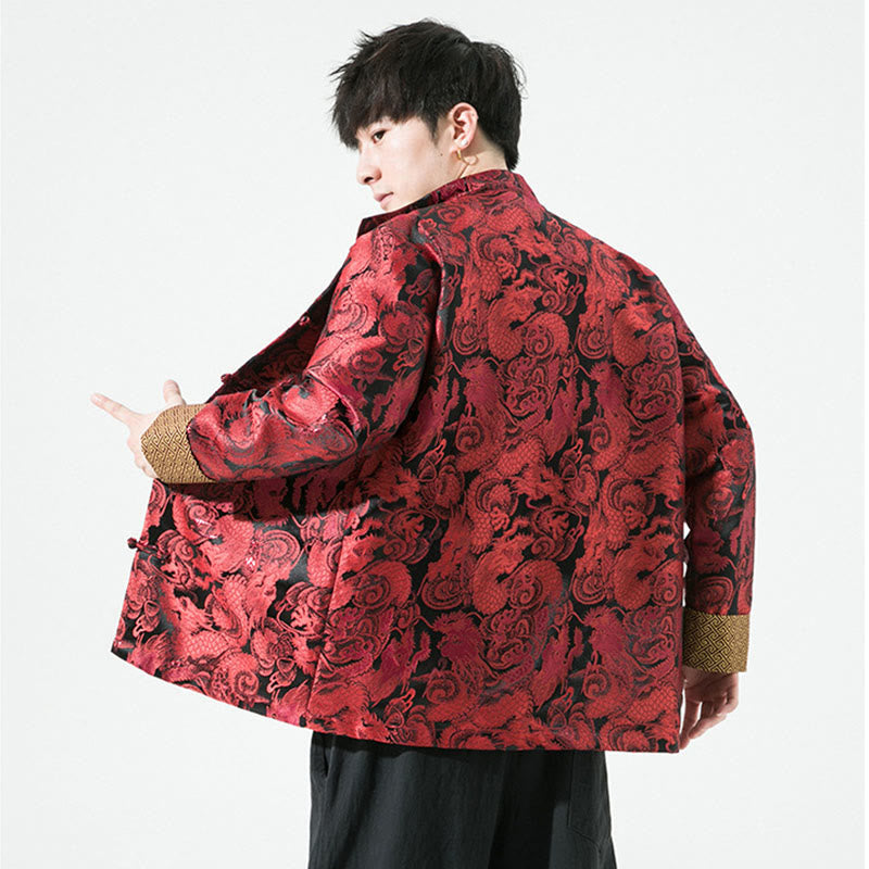 Chinese Dragon Frog-button Tang Suit Cotton Men's Jacket Shirt