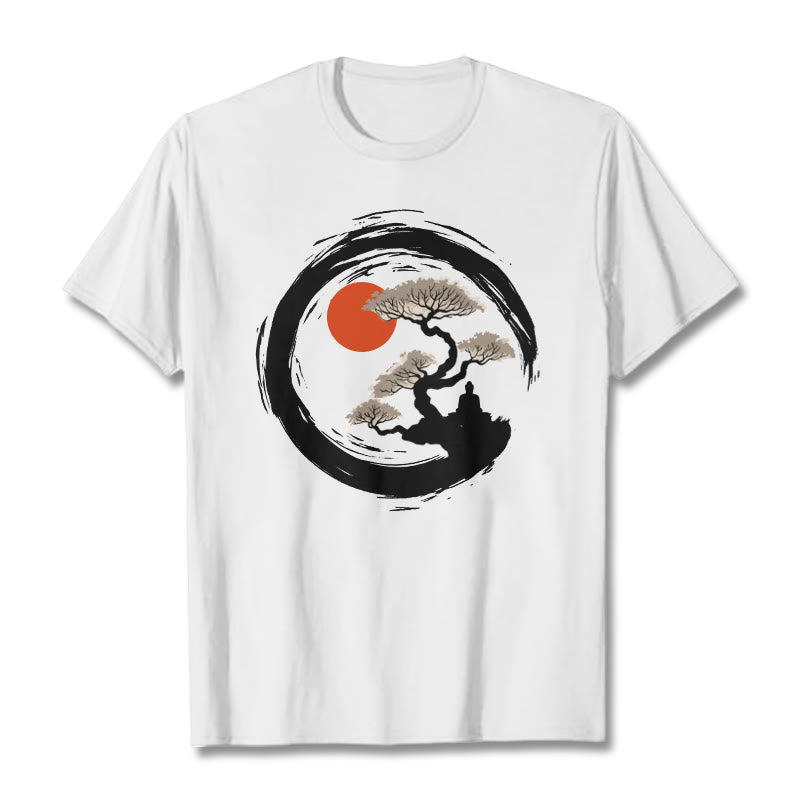 Red Sun Pine Zen Circle Meditation mystic zen Tee T-shirt