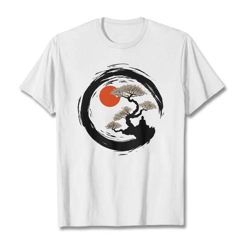 Red Sun Pine Zen Circle Meditation mystic zen Tee T-shirt