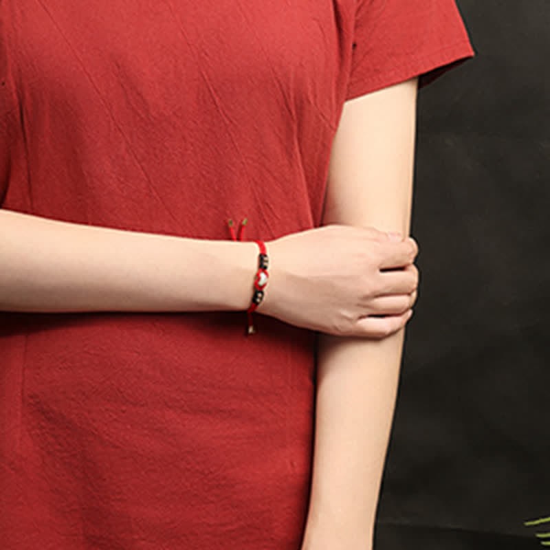 Round Peace Buckle Jade Abundance Wealth String Bracelet