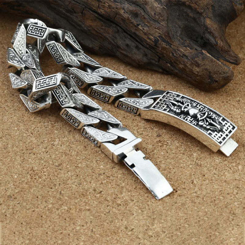 Tibetan Om Mani Padme Hum Dorje Vajra Swastika Carved Purity Bracelet