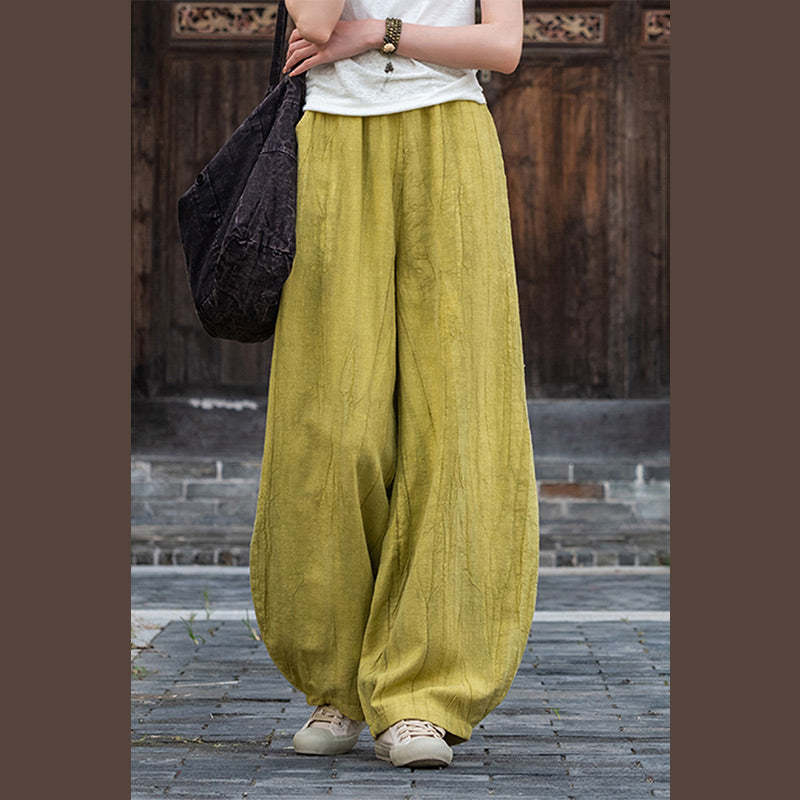 Ramie Cotton Linen Pants Tie-dye Design Trousers Loose Zen Yoga Women's Pants with Pockets