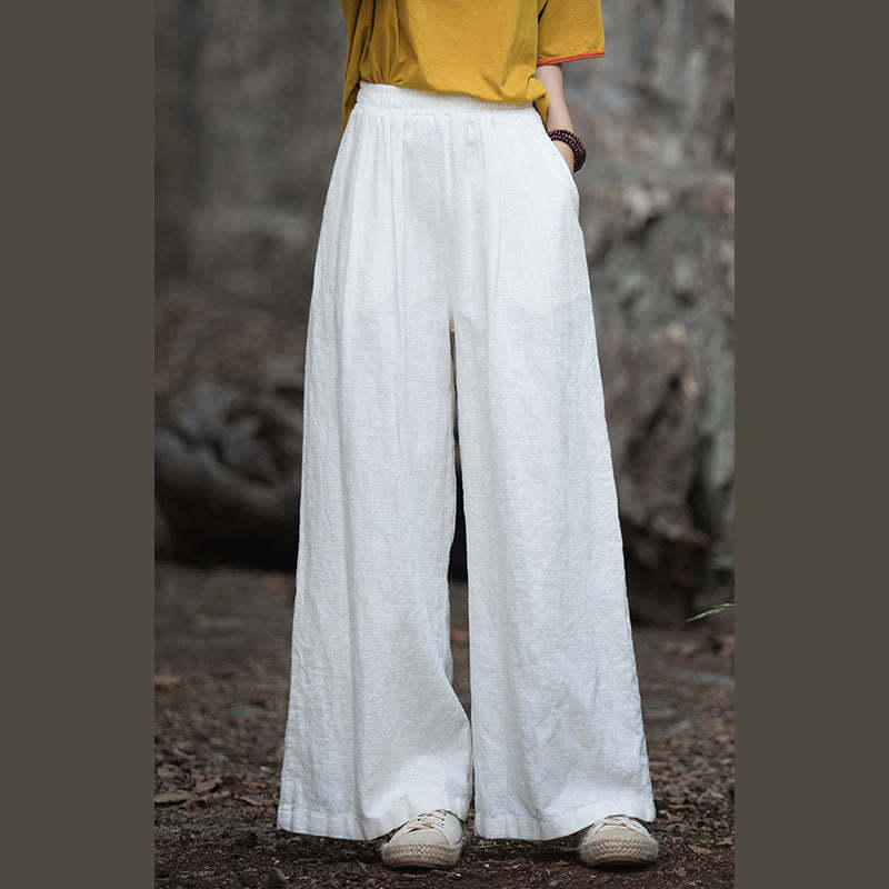 Retro Wide Leg Pants Casual Women's Yoga Pants With Pockets