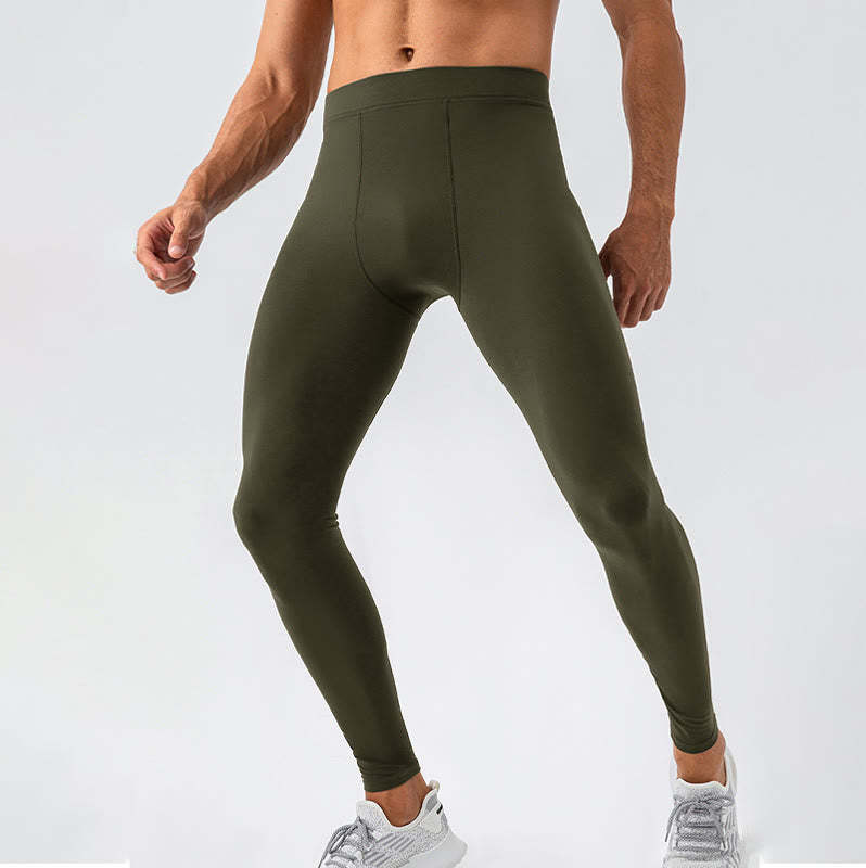 Plain High Waist Elastic Breathable Sports Men's Leggings Pants