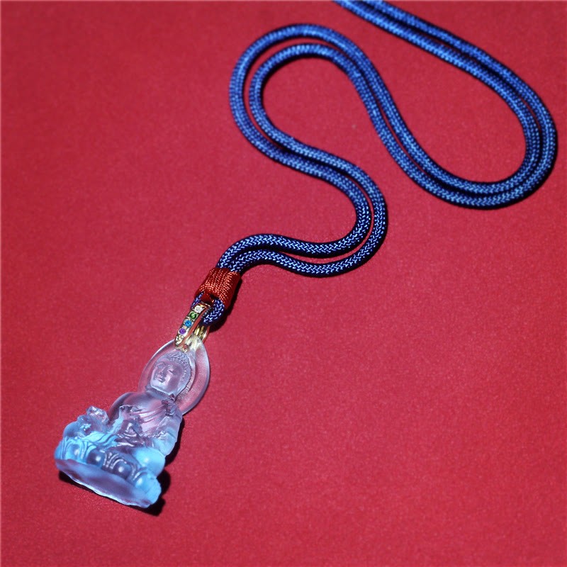 Blue Tathagata mystic zen Medicine mystic zen Liuli Crystal Serenity Amulet Necklace Pendant