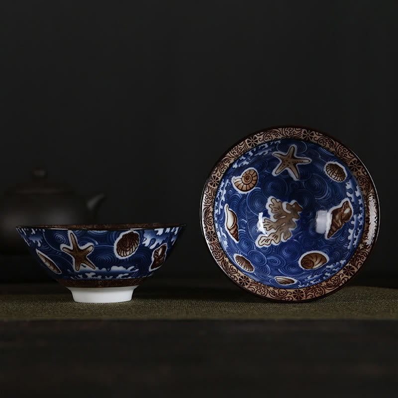 Flowers Fu Character Mountains Lotus Cherry Blossoms Ceramic Teacup Kung Fu Tea Cup