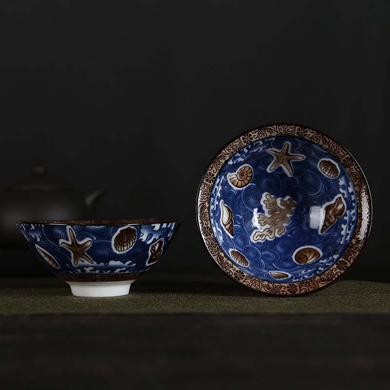 Flowers Fu Character Mountains Lotus Cherry Blossoms Ceramic Teacup Kung Fu Tea Cup