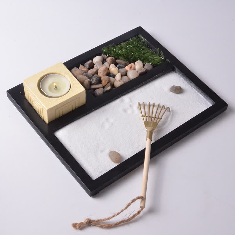 Grass Rocks Landscape Enlightenment Meditation Zen Garden Home Decoration