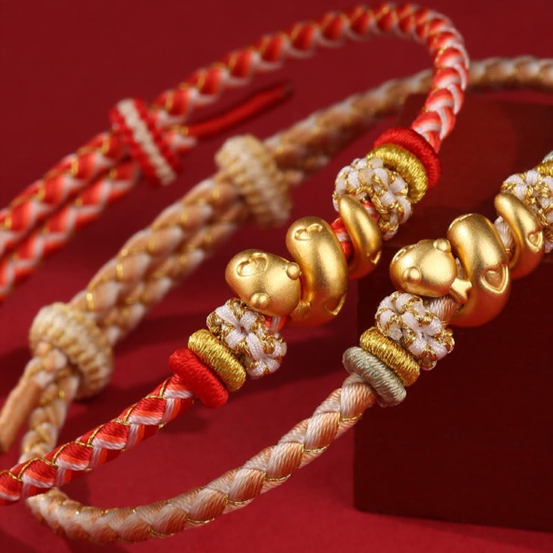 999 Sterling Silver Gradient Red String Year Of The Snake Luck Braided Bracelet