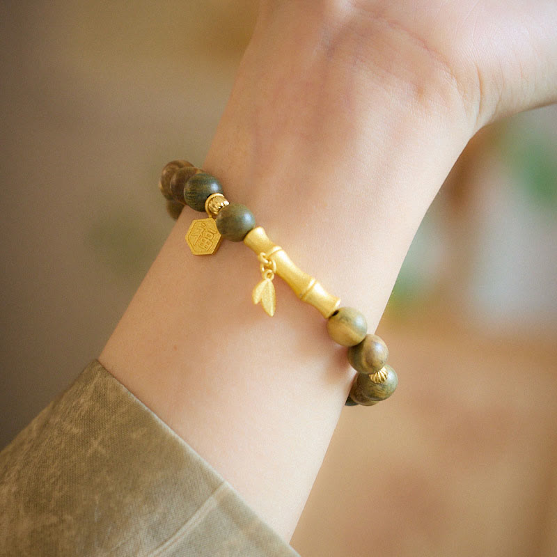 Green Sandalwood Fu Character Bamboo Soothing Bracelet