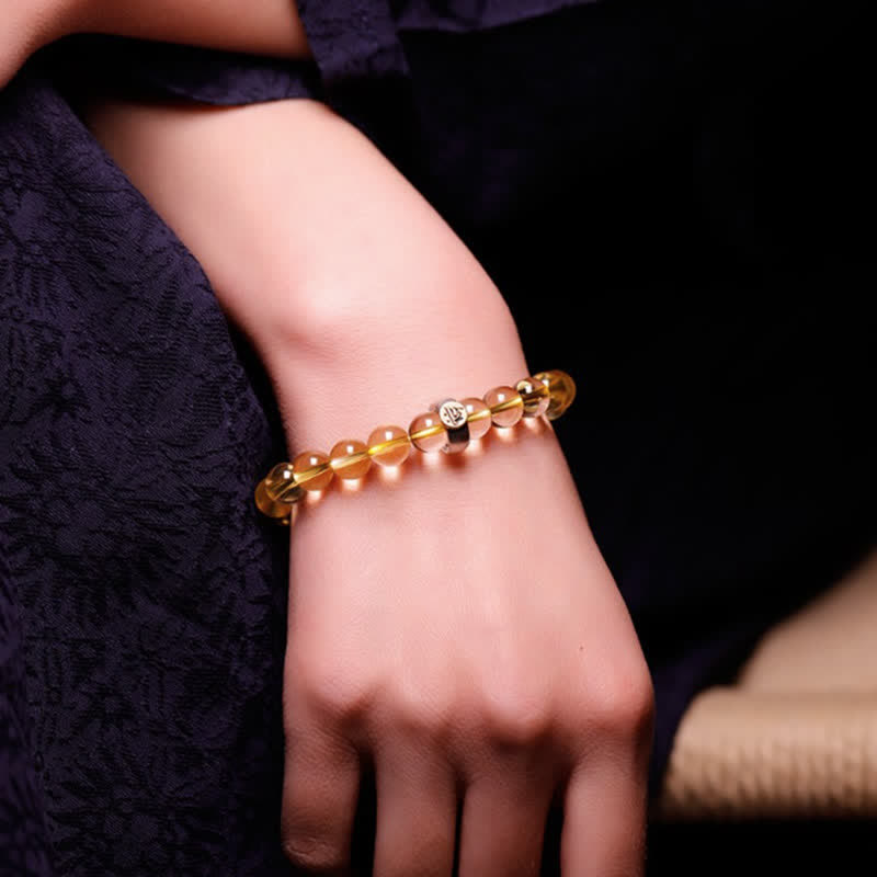 925 Sterling Silver Chinese Zodiac Natal mystic zen Citrine Protection Bracelet