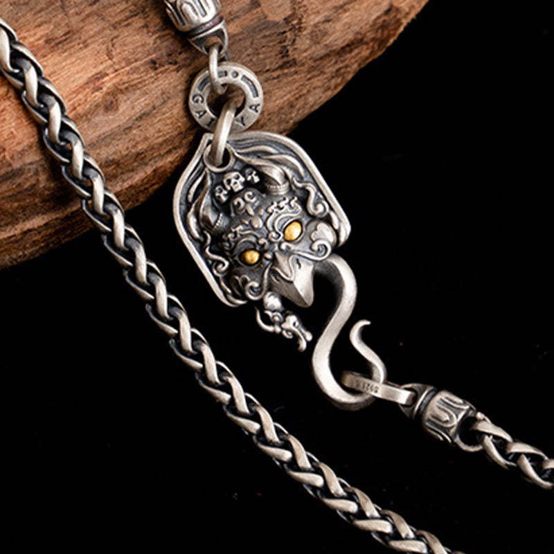 925 Sterling Silver Tibetan Garuda Bird Wisdom Metal Chain Necklace
