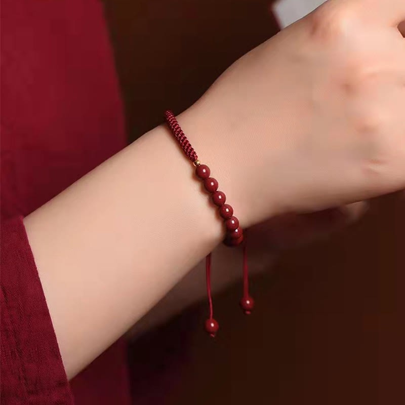 Natural Cinnabar King Kong Knot Blessing String Bracelet