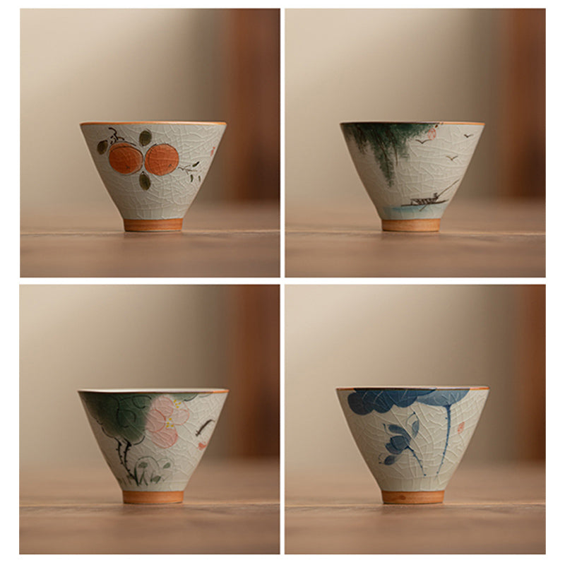Persimmon Boat Koi Fish Lotus Ceramic Teacup Kung Fu Tea Cup 50ml