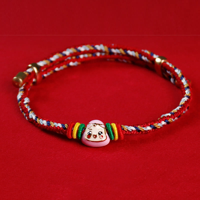 Colorful Rope Zongzi Pattern Fu Character Luck Handmade Bracelet