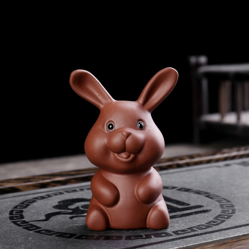 Chinese Zodiac Purple Clay Wealth Ceramic Tea Pet Home Figurine Decoration