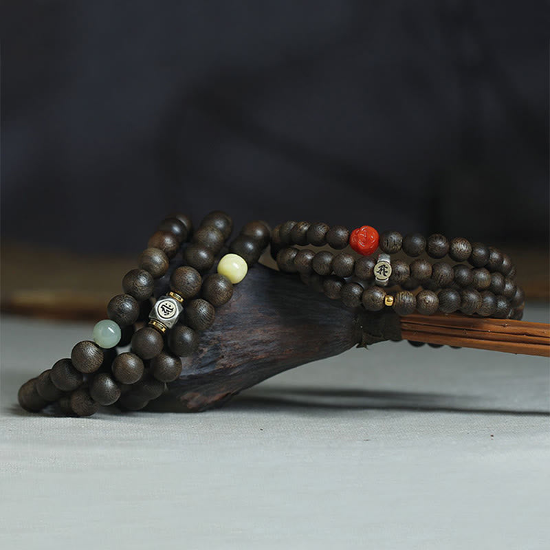 925 Sterling Silver Chinese Zodiac Natal mystic zen Kalimantan Agarwood Jade Amber 999 Gold Red Agate Balance Bracelet