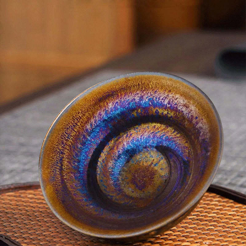 Chinese Jianzhan Colorful Milky Way Glaze Ceramic Teacup Tenmoku Kung Fu Tea Cup