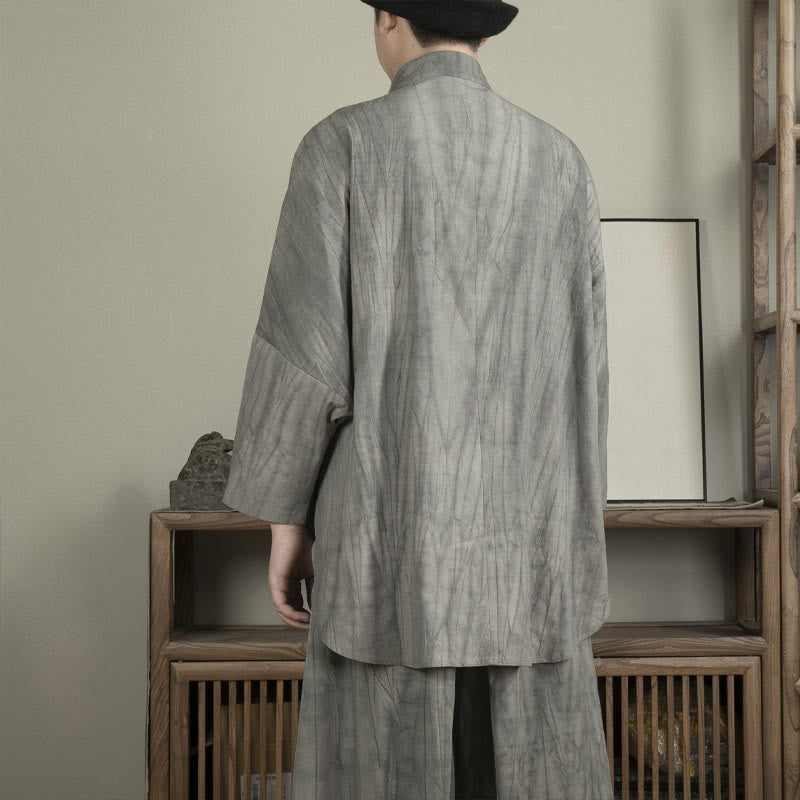 Casual Gray Men's Frog-Button Shirt Zen Clothing