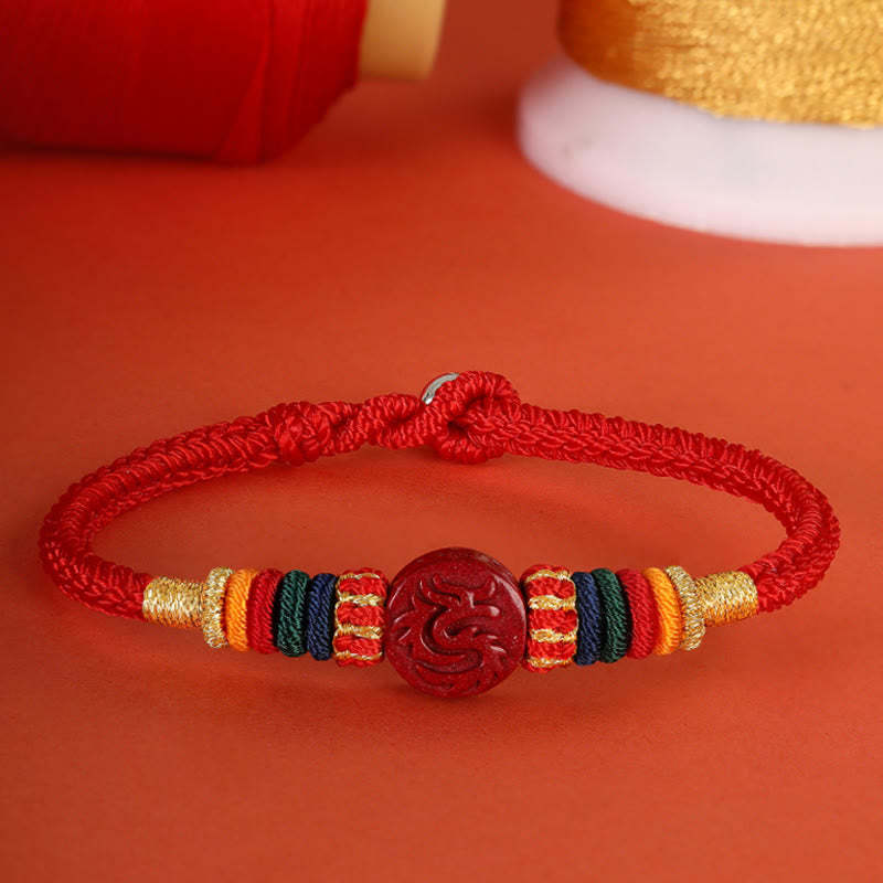 Year of the Dragon 925 Sterling Silver Chinese Zodiac Cinnabar Auspicious Matches Blessing Bracelet