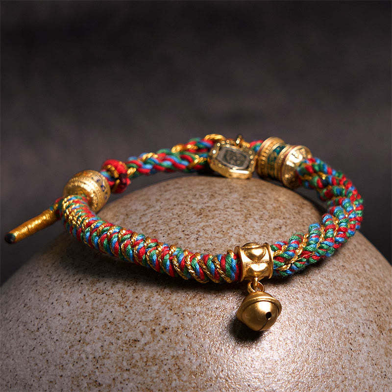 Tibetan Om Mani Padme Hum Carved Zakiram Goddess of Wealth Charm Amulet Bracelet