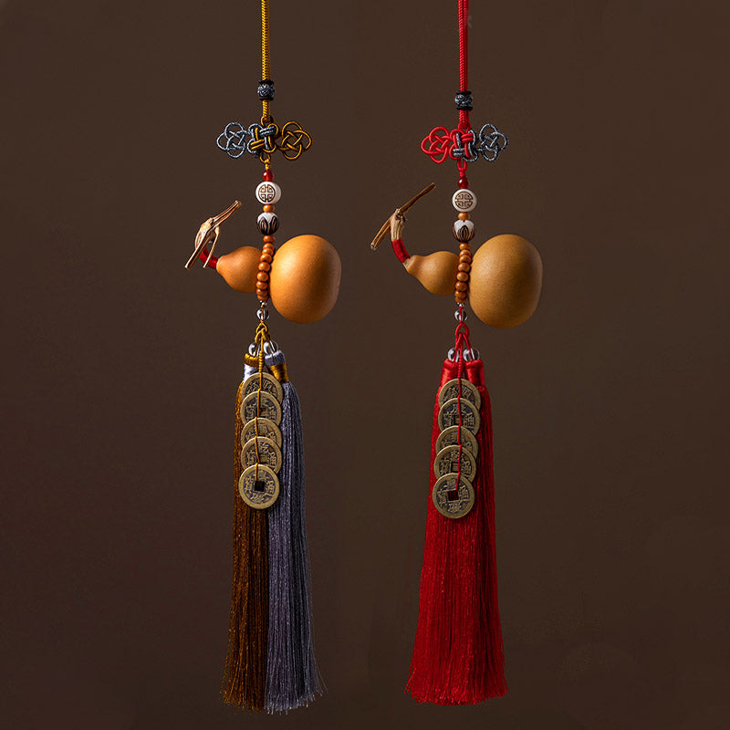 Feng Shui Coins Gourd Chinese Knot Lucky Coins Five Emperor Money Wealth Tassels Decoration