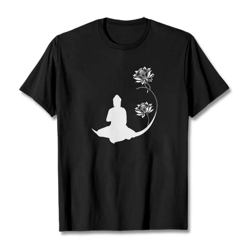 mystic zen Sitting With Lotus Flowers Pattern Pattern Tee T-shirt