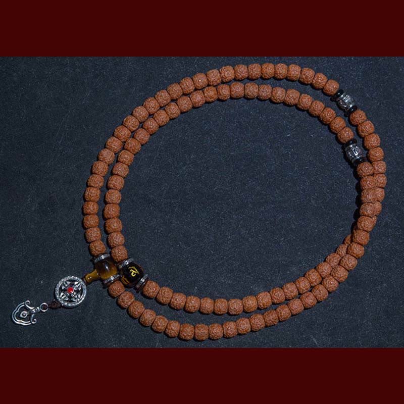 Tibet 108 Mala Beads Rudraksha Bodhi Seed Chinese Zodiac Natal mystic zen Wealth Charm Bracelet