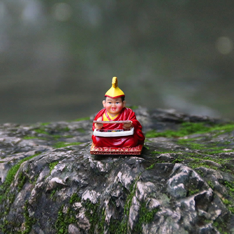Hand Painted Tibetan Lama Figures Carved Creative Home Office Car Decoration Ornament