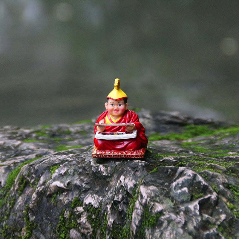 Hand Painted Tibetan Lama Figures Carved Creative Home Office Car Decoration Ornament