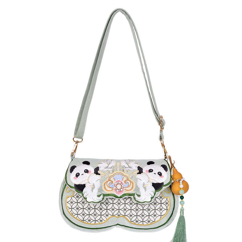 Panda Flowers Gourd Pendant Shoulder Bag Crossbody Bag