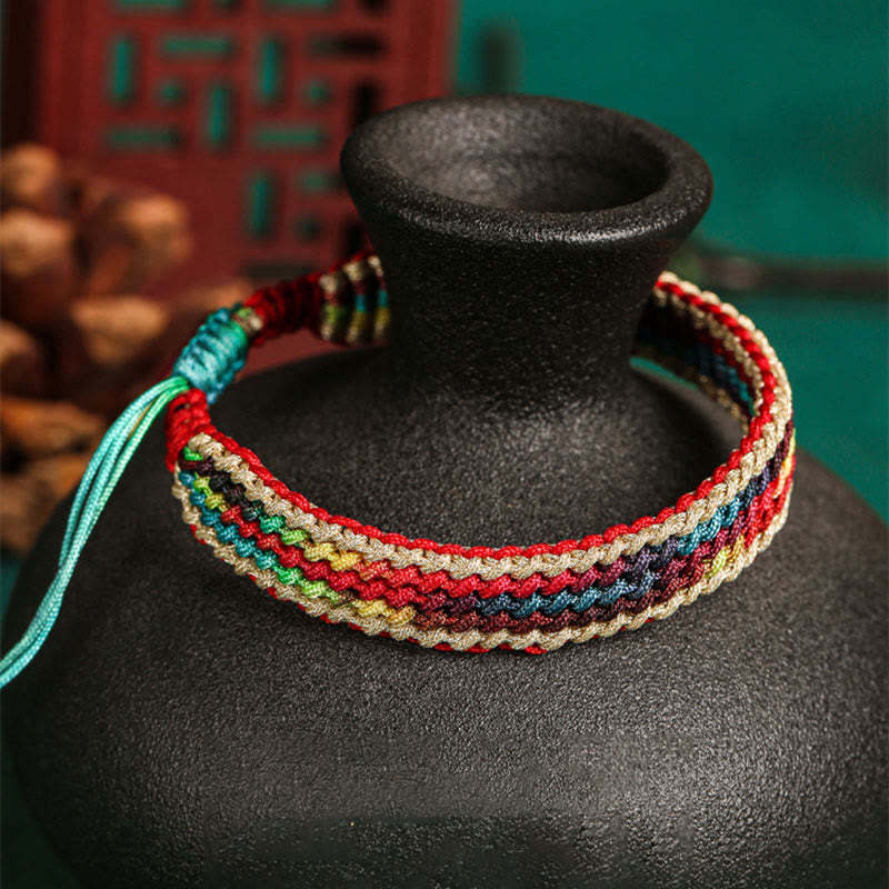 Tibet Handmade Rainbow Multicolored Protection Braided String Bracelet