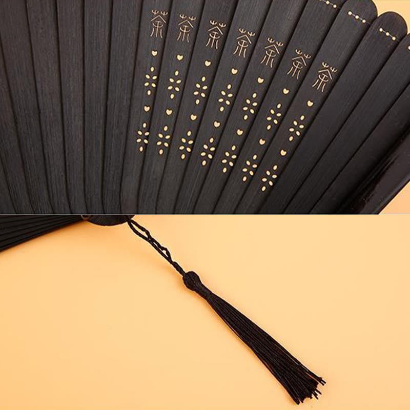 Hibiscus Flower Plum Blossom Handheld Bamboo Folding Fan