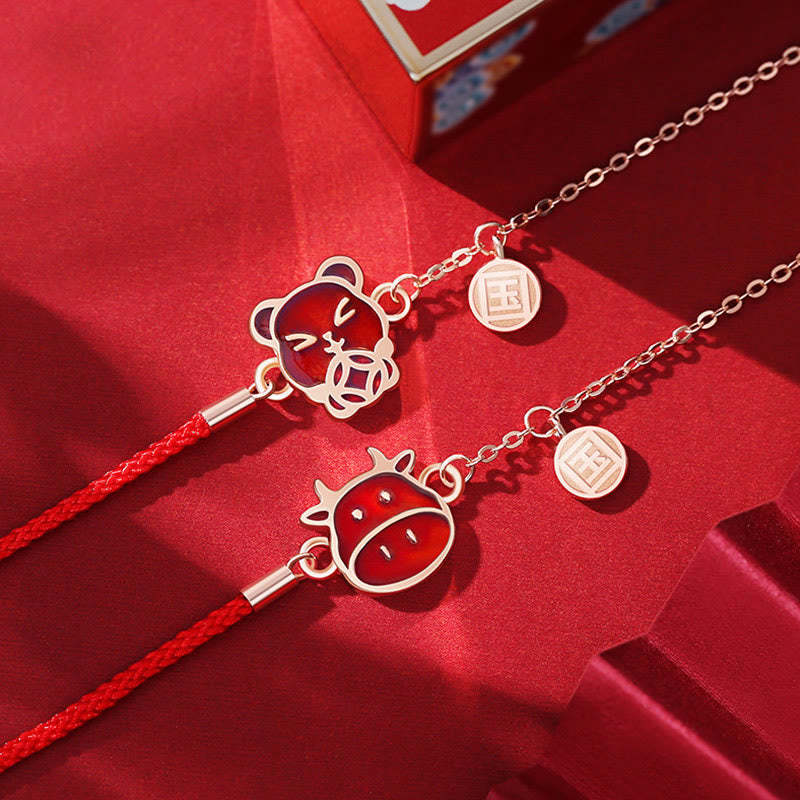 925 Sterling Silver Color-changing Chinese Zodiac Luck Protection Red String Chain Bracelet