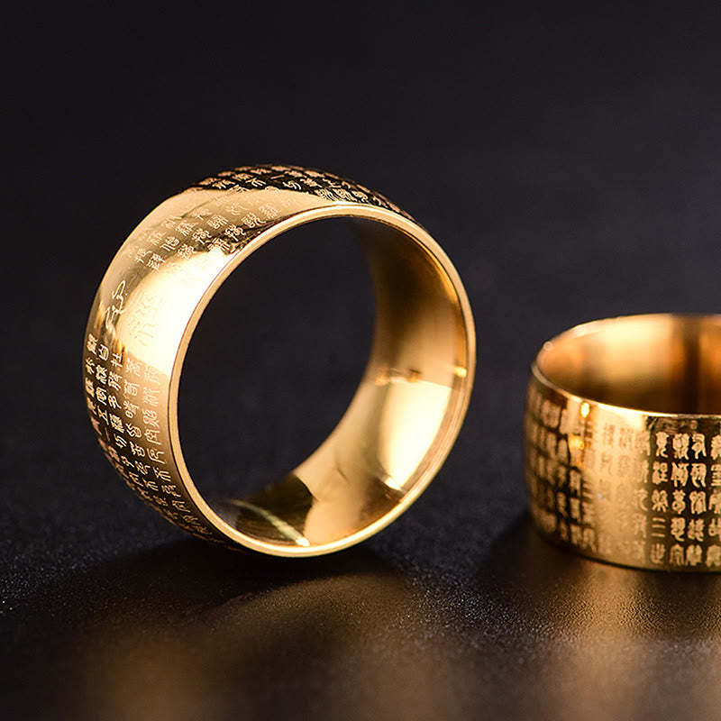 Tibetan Seal Heart Sutra Titanium Steel Balance Ring