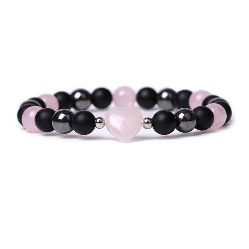 Black Onyx Tiger Eye Stone Crystal Love Heart Protection Bracelet