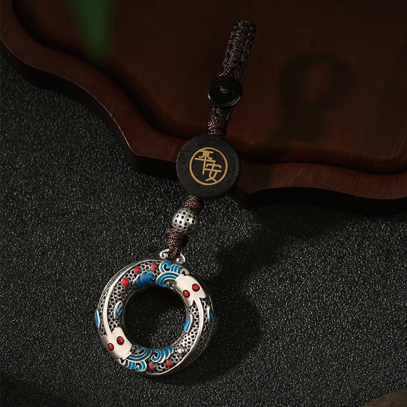 Double Koi Fish Peace Buckle Safe And Well Luck Key Chain