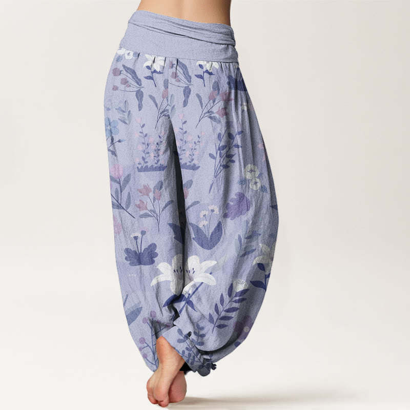 Casual Flower Plant Lily Women's Elastic Waist Harem Pants