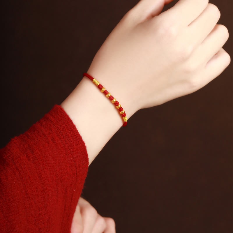 999 Gold Beads Luck King Kong Knot Handmade Braided Protection Bracelet