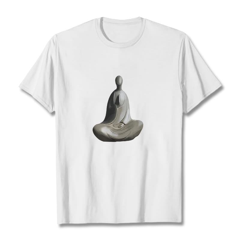 Gray Formless mystic zen Pattern Cotton Tee T-shirt